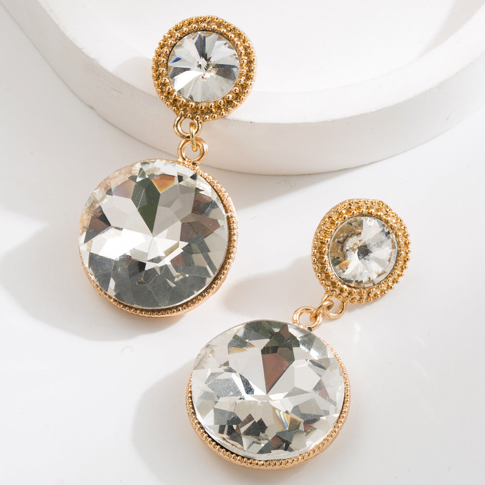 Wholesale Crystal Heart Leopard Print Diamond Earrings